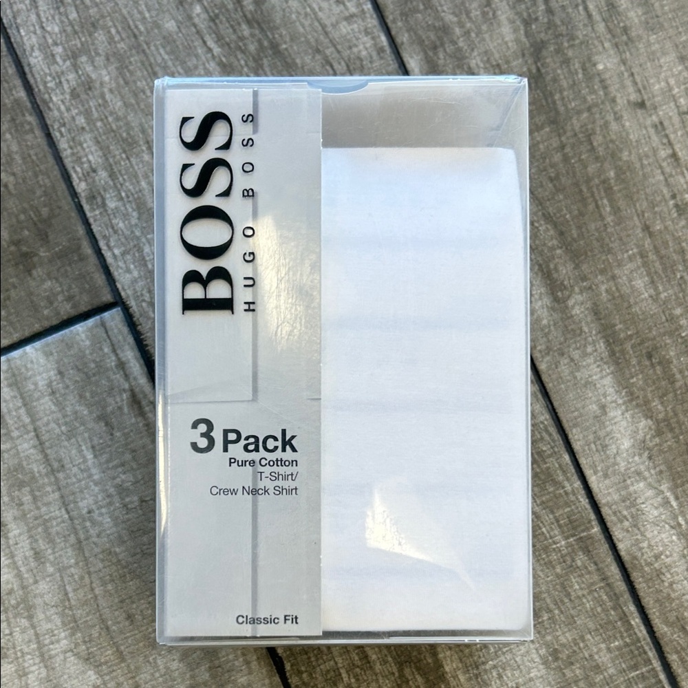 Hugo Boss Men's Pure Cotton White T-Shirt 3 Pack New - Picture 4 of 6
